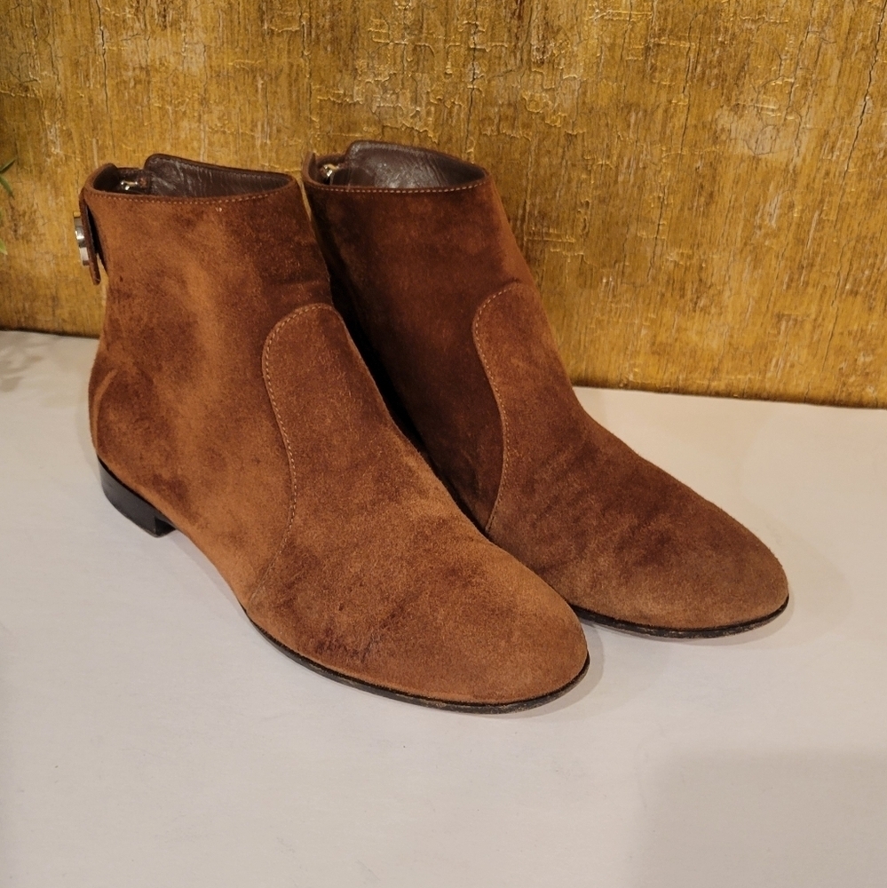 Gianni Rossi Lindon Suede Brown Booties Women's Size 36 - Picture 12 of 14